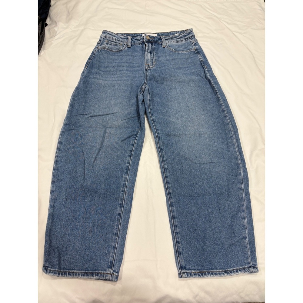 Vervet High Waisted Barrel Leg Jean 29 Denim Medium Wash Wide Leg 25" Cotton